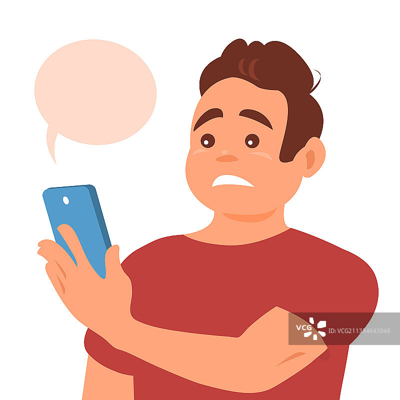 年轻男子失望地看着消息图片素材