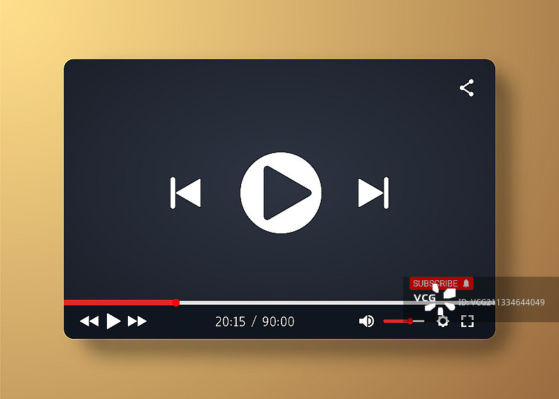 用于Web或移动应用程序的视频播放器模板图片素材