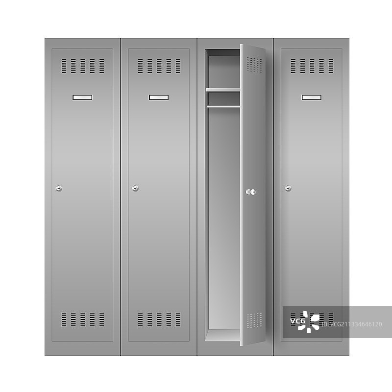 钢制储物柜：逼真金属柜图片素材