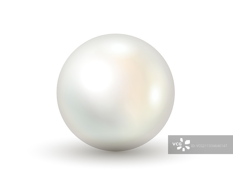 白色背景上的白色逼真3D珍珠图片素材