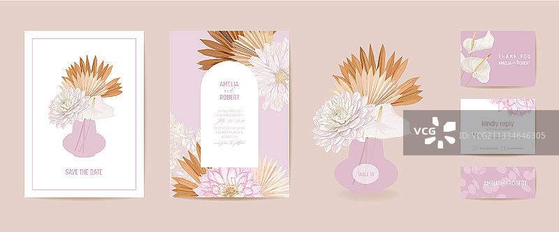 现代简约装饰艺术婚礼邀请函图片素材