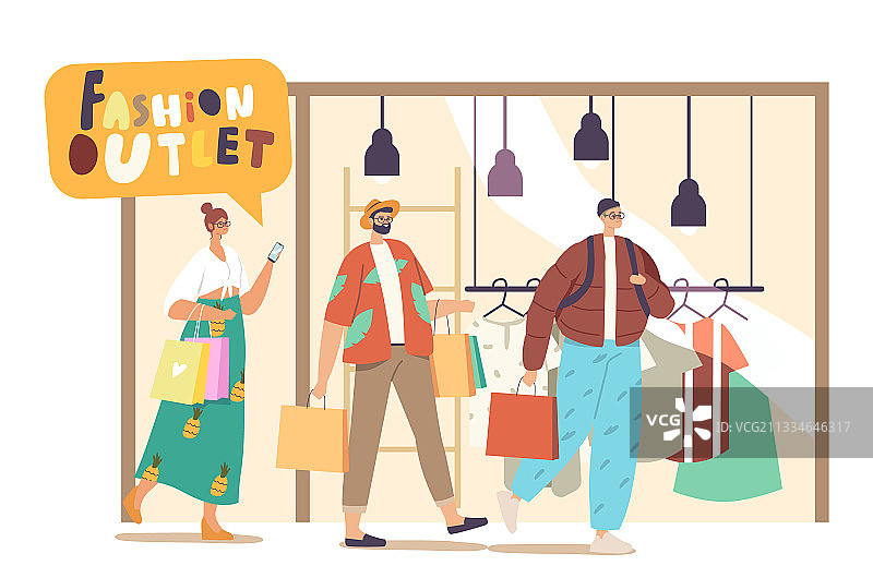 快乐的人们带着购物袋购物图片素材