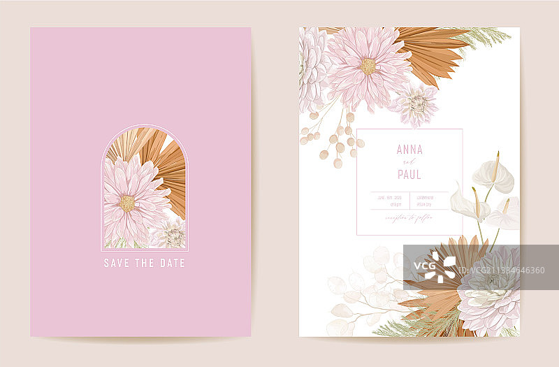 婚礼干花月亮花大丽花蒲苇草花艺图片素材