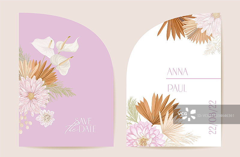 现代简约装饰艺术婚礼邀请函图片素材