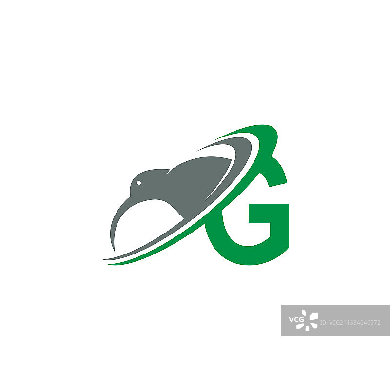 带猕猴鸟标志图标设计的G字母图片素材
