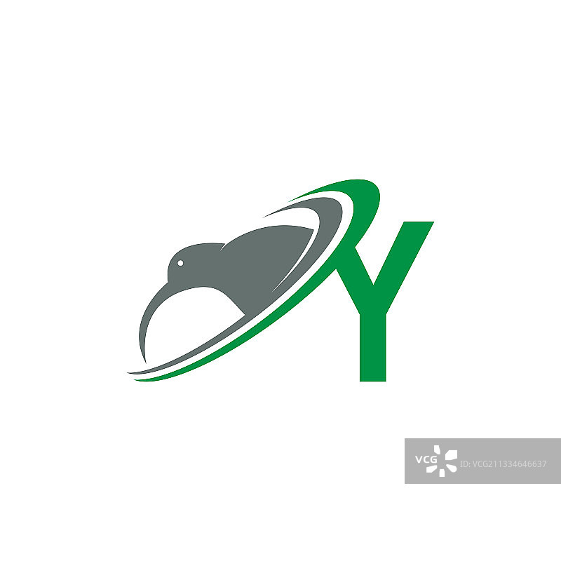 猕猴桃小鸟字母Y标志图片素材