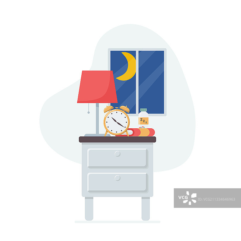 带有安眠药的床头柜图片素材