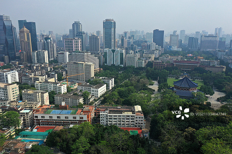 广东省广州市越秀区越秀公园航拍图片素材