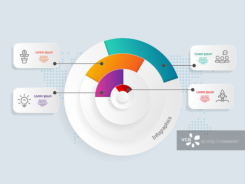 抽象圆形时间轴信息图表4步骤图片素材