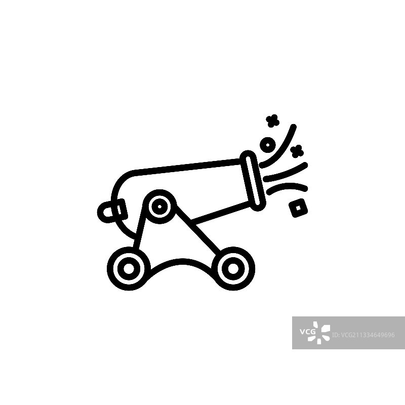 白色背景上的火炮轮廓狂欢节和工具图标图片素材