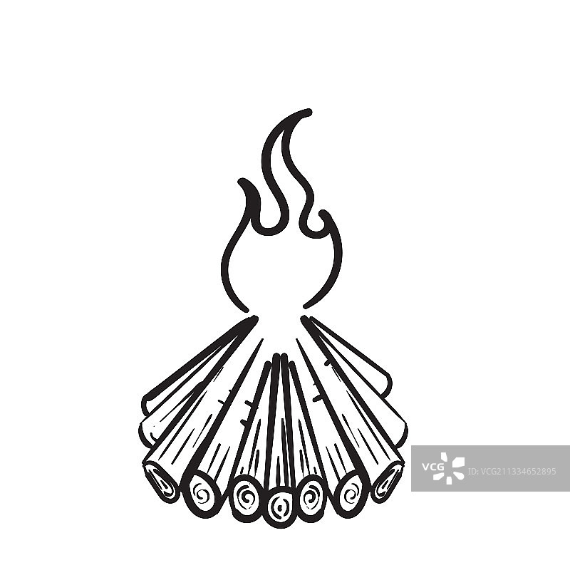 手绘柴火火焰燃烧图片素材