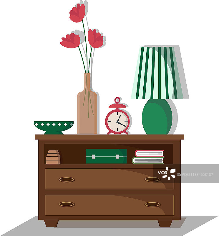 带花瓶的床头柜内景图片素材
