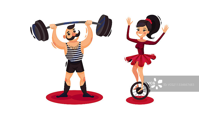 男人和女人作为马戏团艺术家和杂技演员图片素材