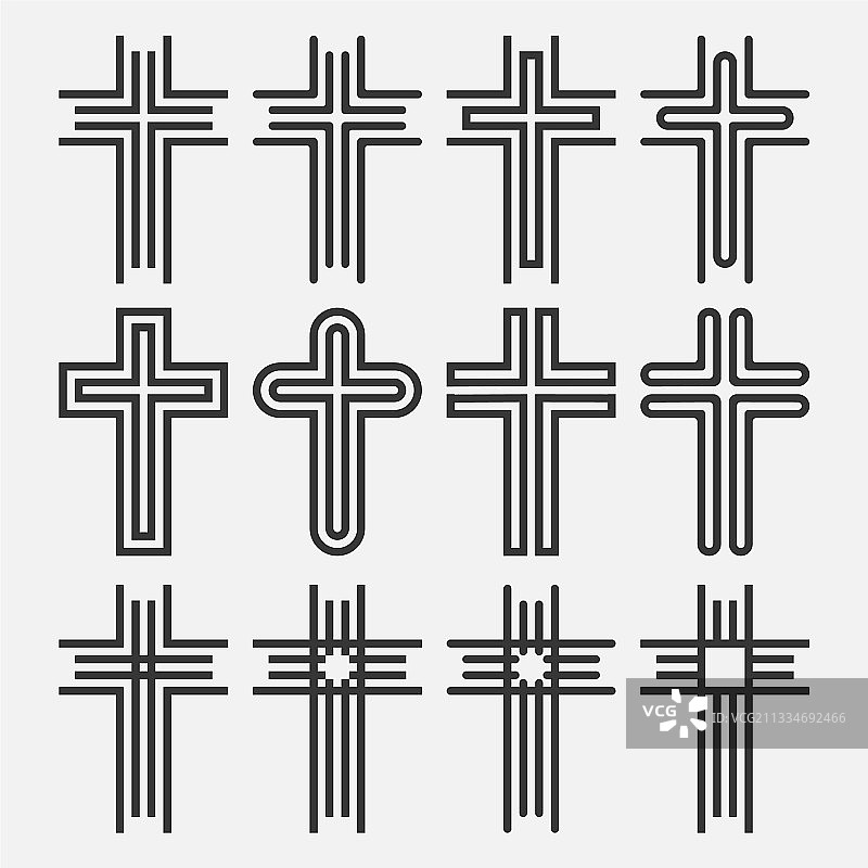 基督教十字架图标Logo APP UI套装图片素材
