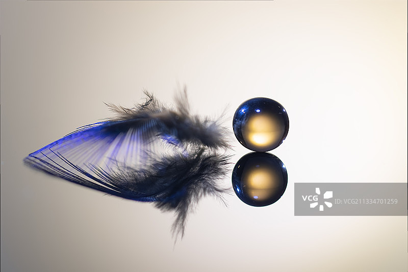 羽毛和玻璃球图片素材