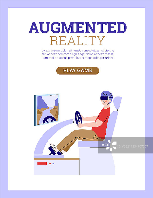 戴着VR眼镜玩赛车游戏的年轻男人图片素材