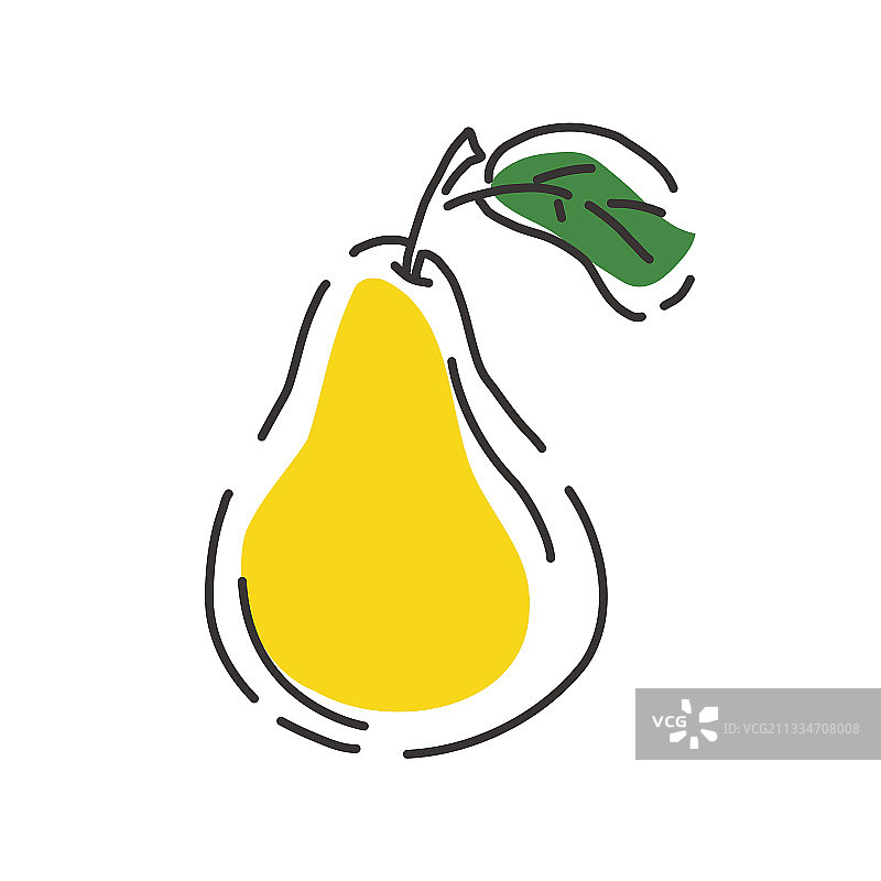 白色背景上的带叶梨果图片素材