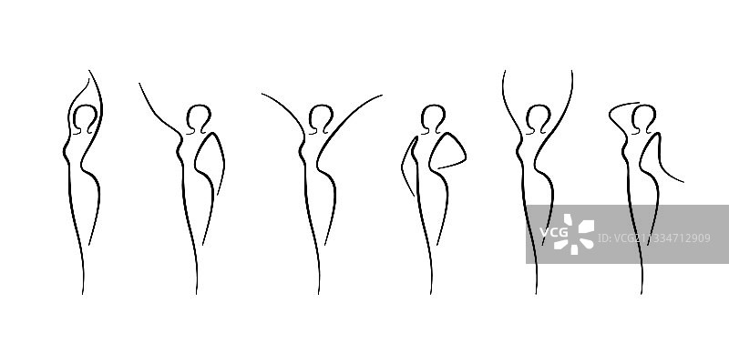 女性身体轮廓图标合集图片素材