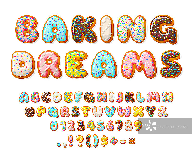 甜甜圈字体糖果字母烘焙文本数字图片素材