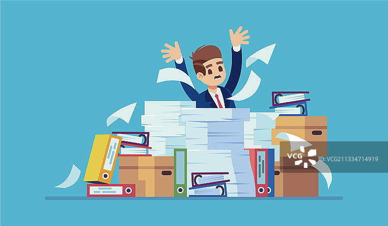 凌乱的办公室会计文件图片素材
