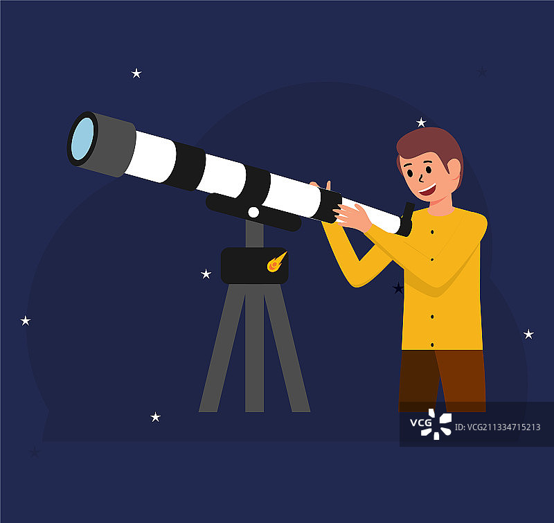 扁平设计风格的望远镜男人图片素材