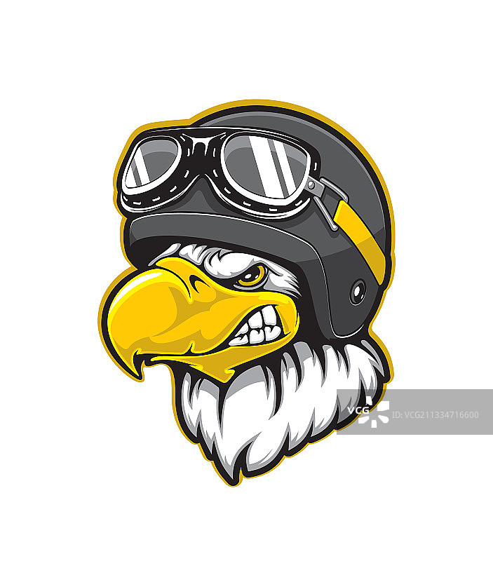 戴飞行员头盔护目镜的雄鹰吉祥物图片素材