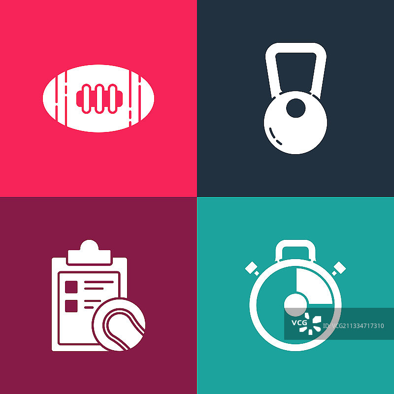 波普艺术风格秒表、清单、剪贴板等图片素材