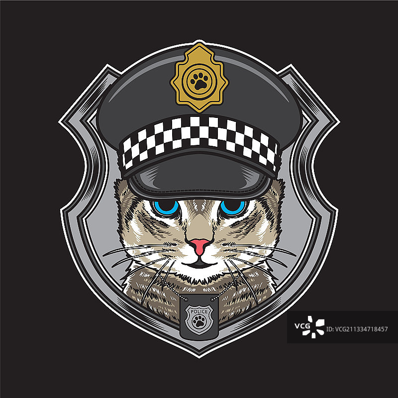 戴复古警帽的可爱猫咪图片素材