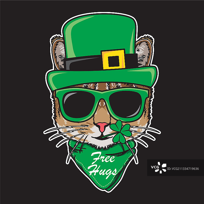 穿着圣帕特里克服装的可爱猫咪图片素材