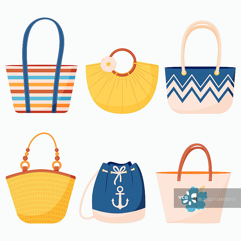 夏季皮革沙滩包和背包套装图片素材