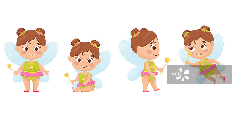 不同姿势的小仙女合集图片素材