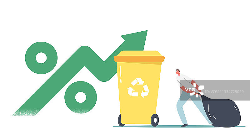 男士提着垃圾袋到垃圾箱图片素材