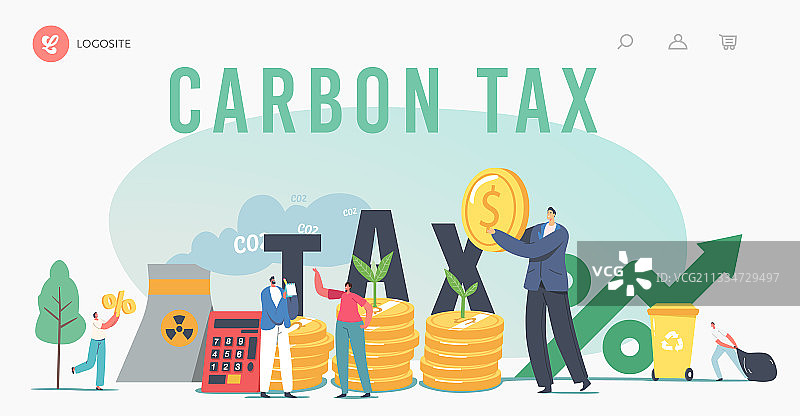 绿色二氧化碳税着陆页模板图片素材