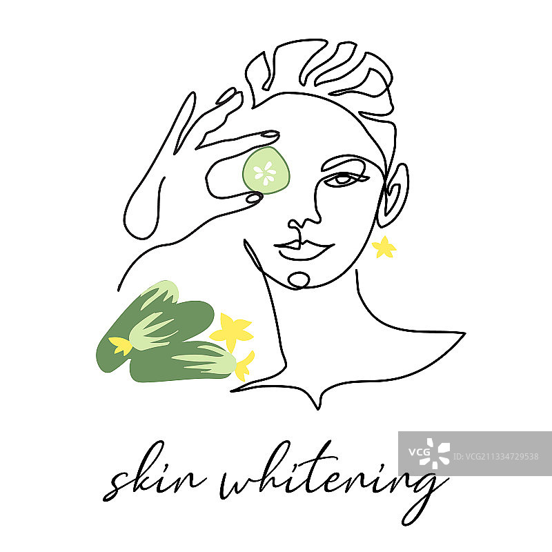 使用黄瓜美容化妆品进行皮肤美白图片素材