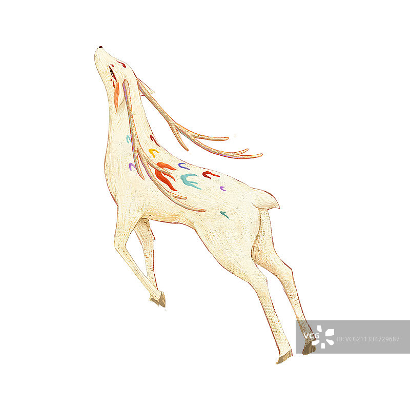 中国风七色鹿图片素材