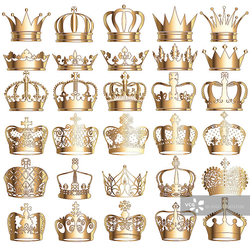 白色背景上的金色复古皇冠图片素材