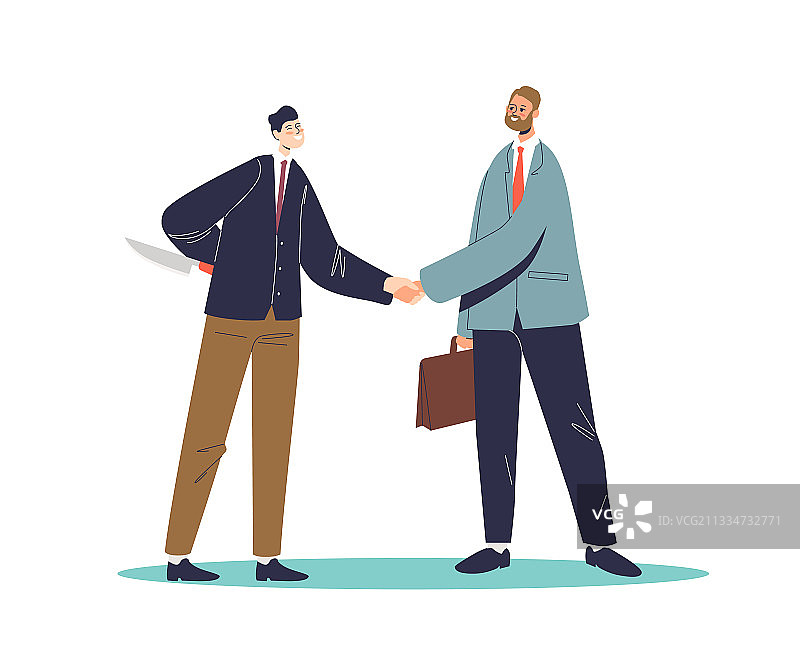 两位商人握手，其中一位拿着东西图片素材