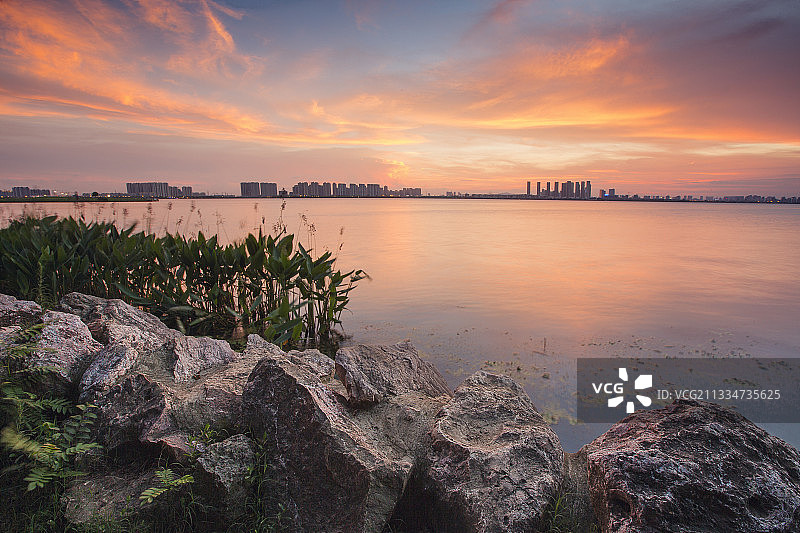 独墅湖暮色图片素材