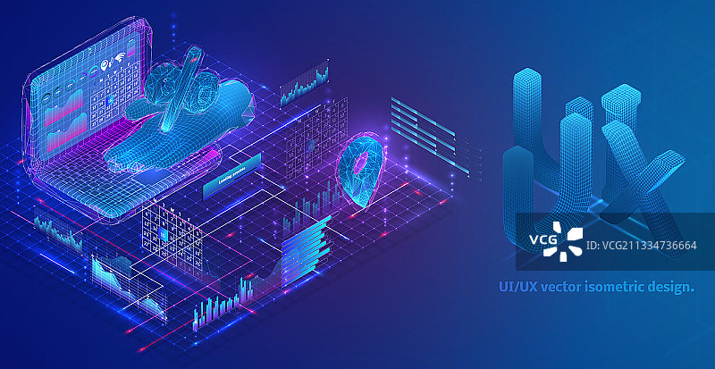 包含图表信息的2.5D构图图片素材