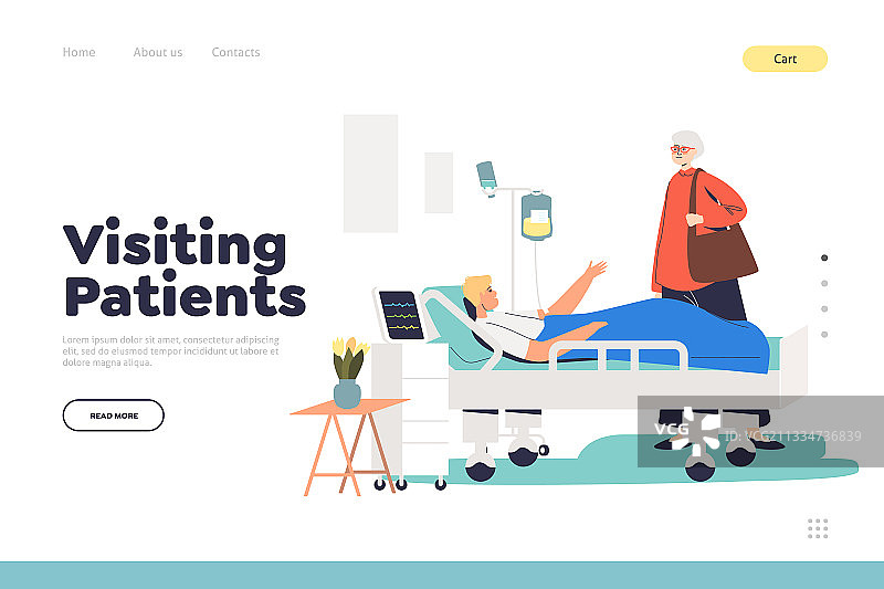 医院探望病人概念登录页图片素材