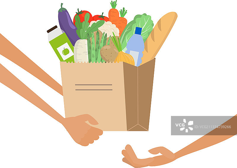 纸袋食品杂货配送服务概念图片素材