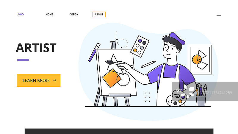 艺术家绘画作品网站登陆页图片素材