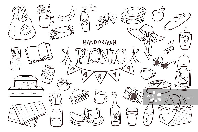 野餐涂鸦合集图片素材