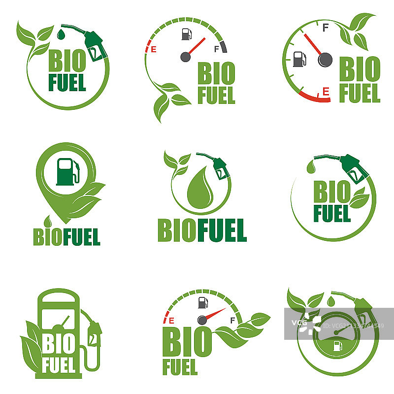 生物燃料加油站图标合集图片素材