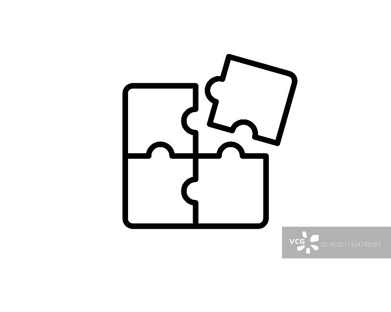 四个部分的拼图线性图标，拼图方块图片素材