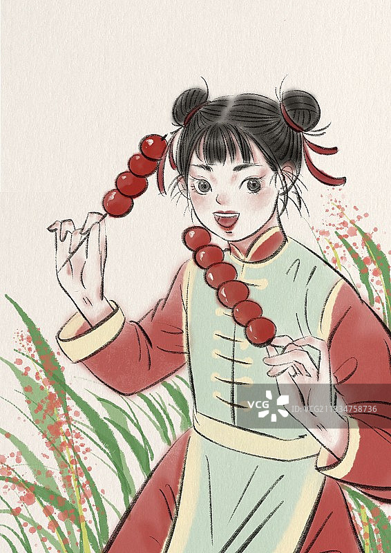 糖葫芦女孩图片素材