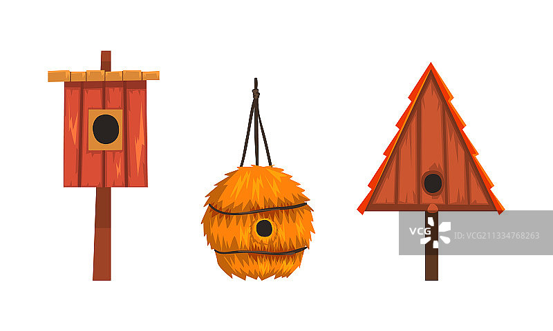 木制鸟舍系列巢箱图片素材