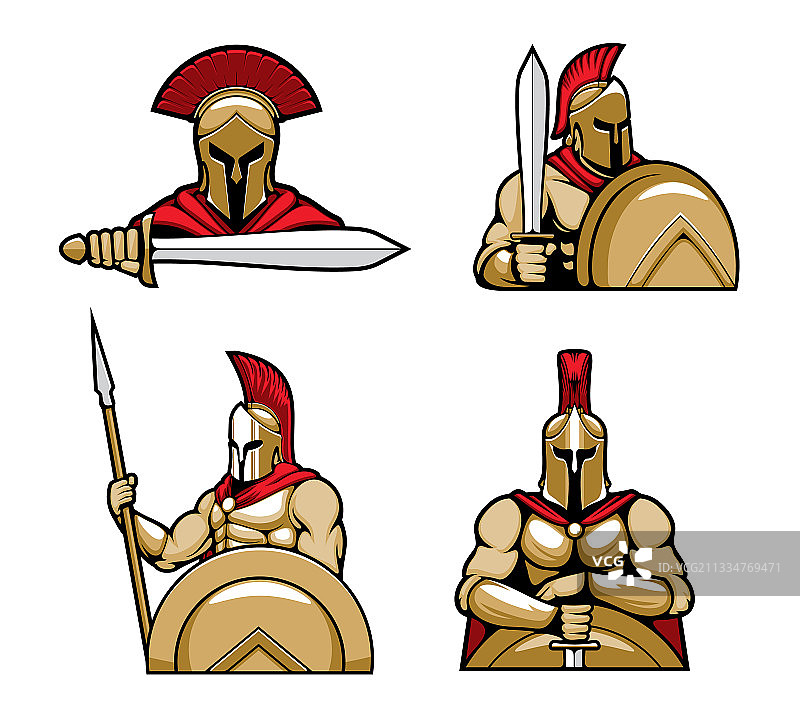 斯巴达勇士卡通吉祥物图片素材