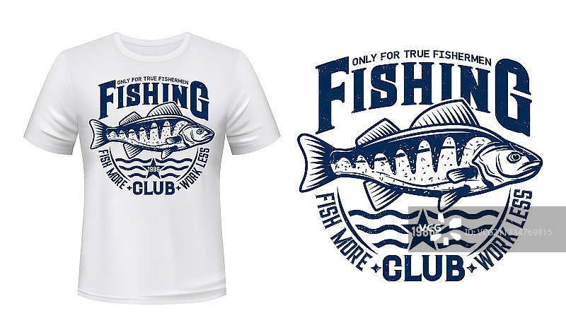 海狮鲈鱼T恤印花图片素材