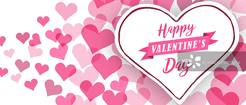 可爱粉色心形情人节banner图片素材